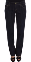 Blue Cotton Straight Fit Stretch Jeans 1