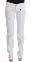 White Cotton Slim Fit Denim Bootcut Jeans 1