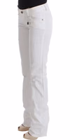White Cotton Slim Fit Denim Bootcut Jeans 2