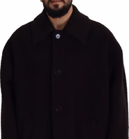 Black Alpaca Button Down Trench Coat Jacket 2