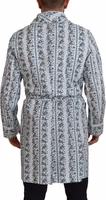 Blue Floral Cotton Robe Coat Jacket 1