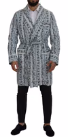 Blue Floral Cotton Robe Coat Jacket 3
