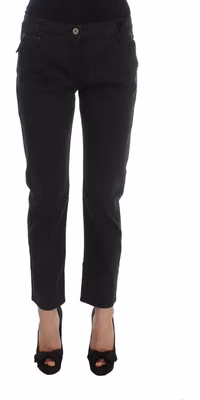 Black Cotton Capri Cropped Denim Jeans