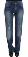Blue Wash Cotton Blend Slim Fit Jeans 1