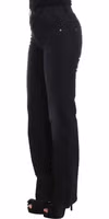 Blue Cotton Blend Slim Fit Bootcut Jeans 2