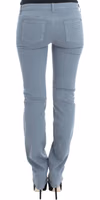 Blue Cotton Blend Slim Fit Bootcut Jeans 3