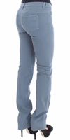 Blue Cotton Blend Slim Fit Bootcut Jeans 4