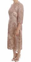 Pink Silk Lace Ricamo Shift Gown Dress 2