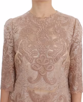 Pink Silk Lace Ricamo Shift Gown Dress 5