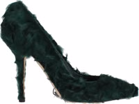 Green Xiangao Lamb Fur Leather Pumps 1