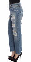 Blue Wash Cotton Boyfriend Fit Cropped Jeans 2