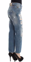 Blue Wash Cotton Boyfriend Fit Cropped Jeans 4