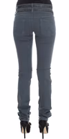 Blue Cotton Blend Slim Fit High Waist Jeans 3