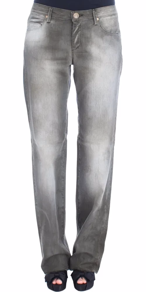 Gray Cotton Blend Loose Fit Boyfriend Jeans