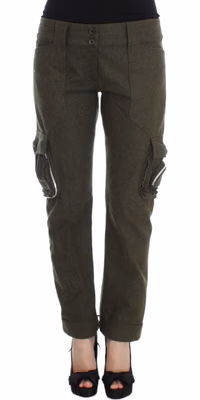 Green Wool Blend Loose Fit Cargo Pants