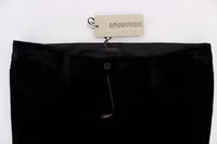 Black Viscose Blend Velvet Slim Fit Pants 5