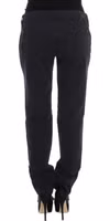 Blue Cotton Blend Casual Fit Pants 3