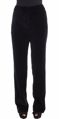Black Velvet Cotton Straight Legs Pants