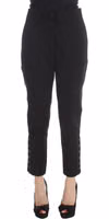 Black Cotton Blend Capri Cropped Pants 1