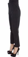Black Cotton Blend Capri Cropped Pants 2