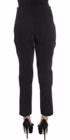 Black Cotton Blend Capri Cropped Pants 3