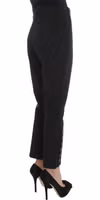 Black Cotton Blend Capri Cropped Pants 4