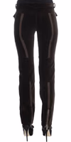 Brown Cotton Velvet Zippers Slim Fit Pants 3