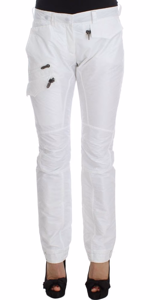 White Nylon Padded Slim Fit Cargo Pants