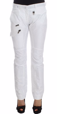 White Nylon Padded Slim Fit Cargo Pants