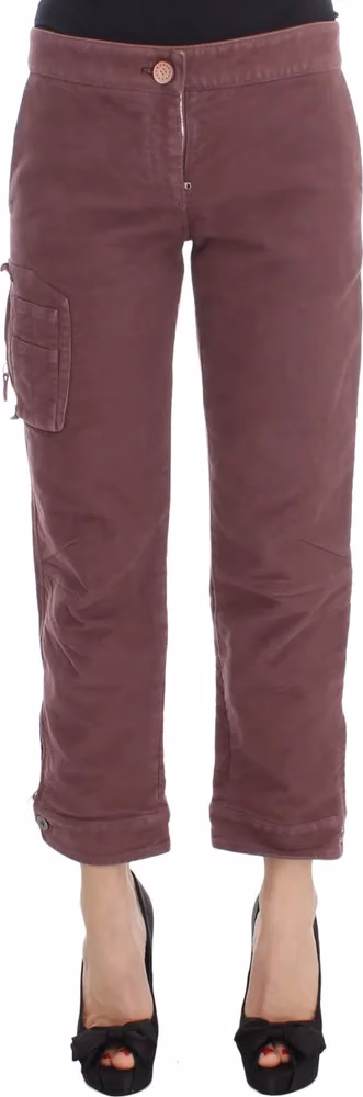 Bordeaux Cotton Cropped Cargo Pants