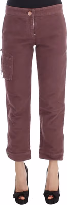 Bordeaux Cotton Cropped Cargo Pants