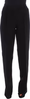 Black Striped Cotton Blend Wide Legs Pants 1