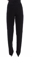 Black Striped Cotton Blend Wide Legs Pants 3