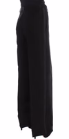 Black Striped Cotton Blend Wide Legs Pants 4