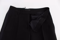 Black Striped Cotton Blend Wide Legs Pants 5
