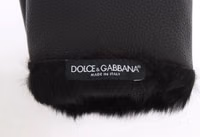 Black Leather Bordeaux Shearling Gloves 5