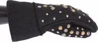 Gray Wool Shearling Studded Gloves 1