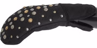 Gray Wool Shearling Studded Gloves 2