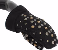Gray Wool Shearling Studded Gloves 3