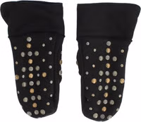 Gray Wool Shearling Studded Gloves 4