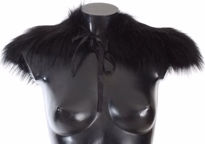 Black Fox Fur Collar Scarf