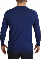 Blue Wool V-neck Button Down Cardigan Sweater 1
