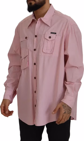 Pink Casual Button Down Long Sleeves Shirt