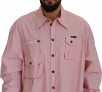 Pink Casual Button Down Long Sleeves Shirt 3