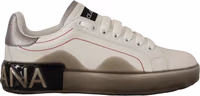 White Leather Shoes Womens Logo Portofino Sneakers 4