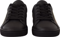 Black Gold Leather Low Top Sneakers Womens Shoes 2