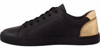 Black Gold Leather Low Top Sneakers Womens Shoes 5