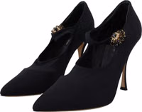 Black Socks Stretch Crystal Pumps Shoes 1