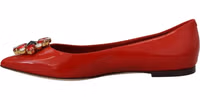 Red Leather Crystals Loafers Flats Shoes 3