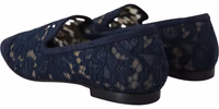 Blue Floral Lace Slip Ons Loafers Flats Shoes 2